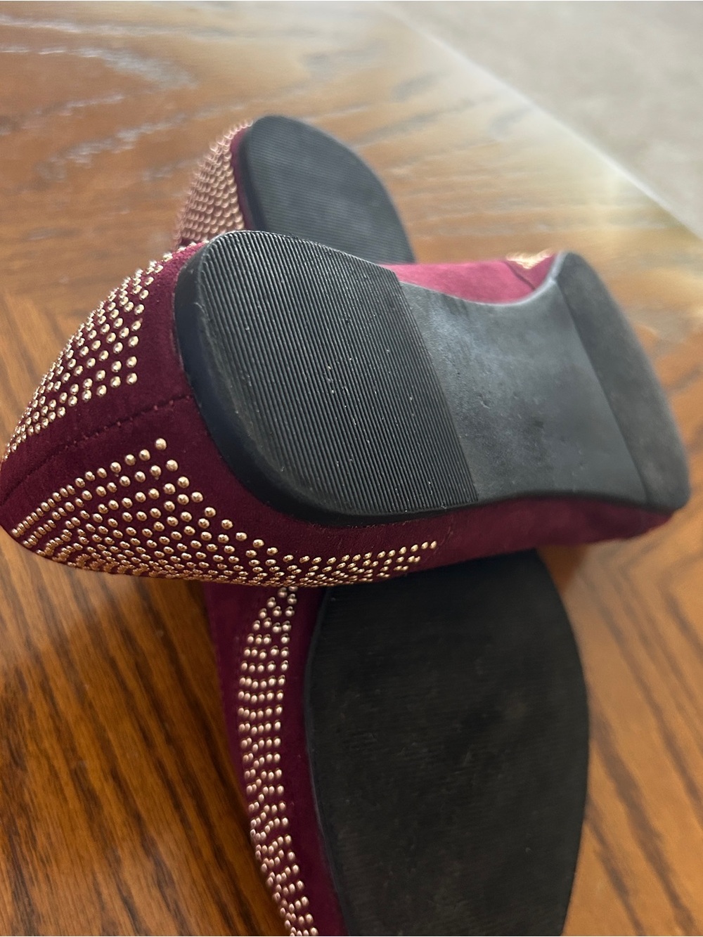 FOREVER 21 Burgundy Studded Ballet Flats - Picture 7 of 10